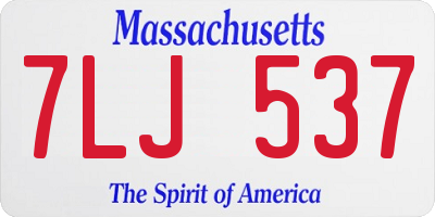 MA license plate 7LJ537