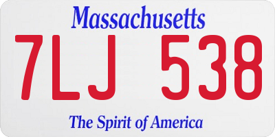 MA license plate 7LJ538