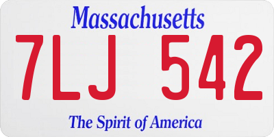 MA license plate 7LJ542