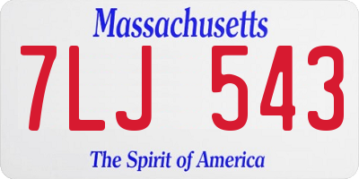 MA license plate 7LJ543