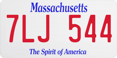 MA license plate 7LJ544