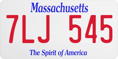 MA license plate 7LJ545