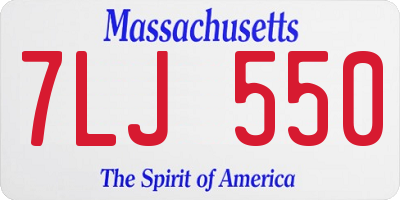 MA license plate 7LJ550