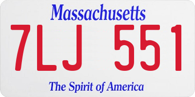 MA license plate 7LJ551