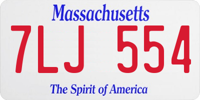 MA license plate 7LJ554