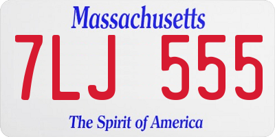 MA license plate 7LJ555