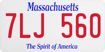 MA license plate 7LJ560