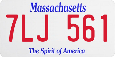 MA license plate 7LJ561