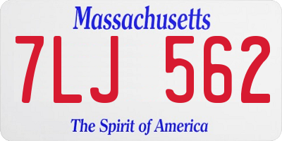 MA license plate 7LJ562