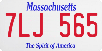 MA license plate 7LJ565