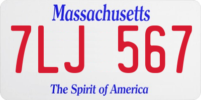 MA license plate 7LJ567