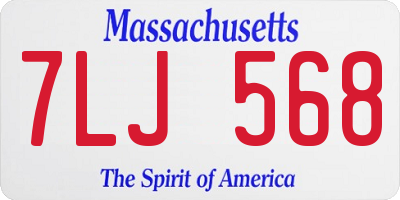 MA license plate 7LJ568