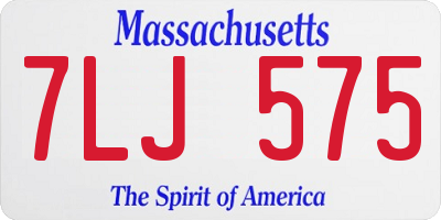 MA license plate 7LJ575