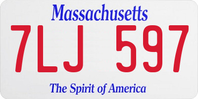MA license plate 7LJ597