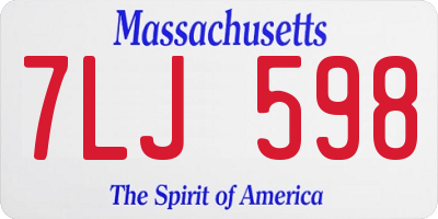 MA license plate 7LJ598