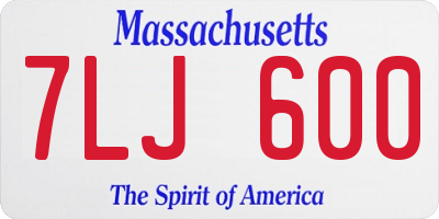 MA license plate 7LJ600