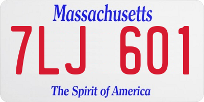 MA license plate 7LJ601