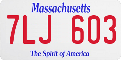 MA license plate 7LJ603