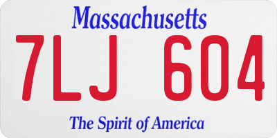 MA license plate 7LJ604