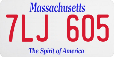 MA license plate 7LJ605