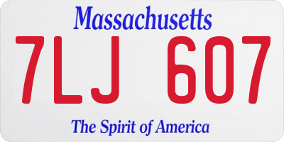 MA license plate 7LJ607