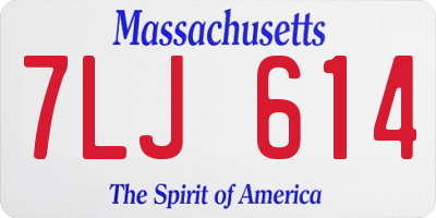 MA license plate 7LJ614