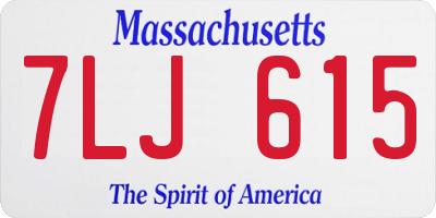 MA license plate 7LJ615