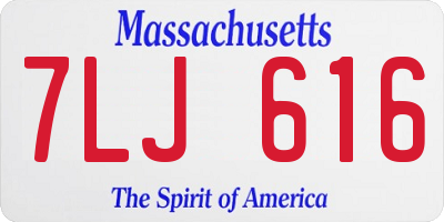 MA license plate 7LJ616