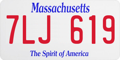 MA license plate 7LJ619