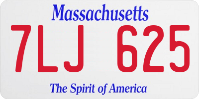 MA license plate 7LJ625