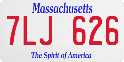 MA license plate 7LJ626