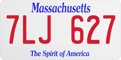 MA license plate 7LJ627