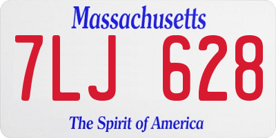 MA license plate 7LJ628