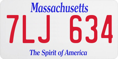 MA license plate 7LJ634