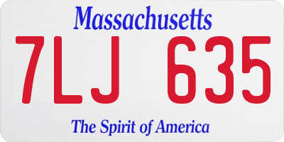 MA license plate 7LJ635