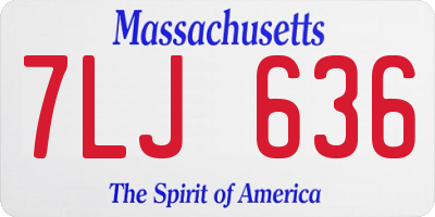 MA license plate 7LJ636