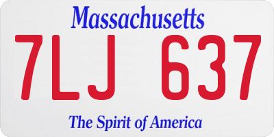 MA license plate 7LJ637