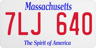 MA license plate 7LJ640