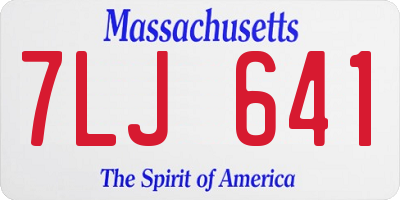MA license plate 7LJ641