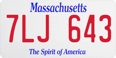 MA license plate 7LJ643