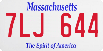 MA license plate 7LJ644
