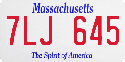 MA license plate 7LJ645