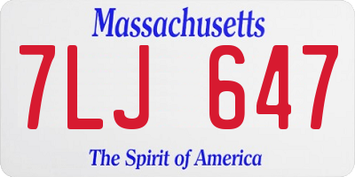 MA license plate 7LJ647