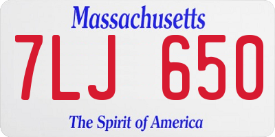 MA license plate 7LJ650