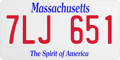 MA license plate 7LJ651