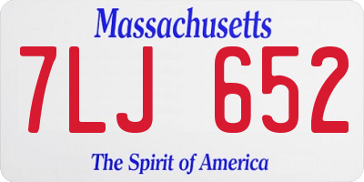 MA license plate 7LJ652