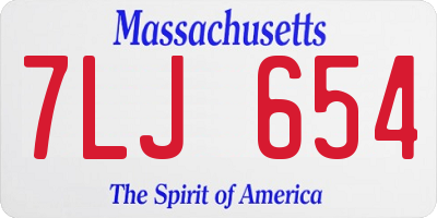 MA license plate 7LJ654