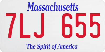 MA license plate 7LJ655