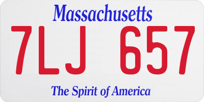MA license plate 7LJ657