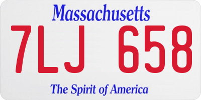 MA license plate 7LJ658
